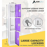 Alpine ADI629-203-PUR-DL 72" H x 12" W Triple Tier Steel Storage Locker with Digital Lock, Purple