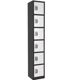 Alpine ADI629-206-B-W Large 6 Door Locker  Black Body With White Doors