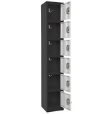 Alpine ADI629-206-B-W Large 6 Door Locker  Black Body With White Doors