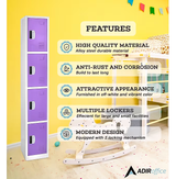 Alpine ADI629-204-PUR-DL 72" H x 12" W 4-Tier Steel Storage Locker with Digital Lock, Purple