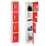 Alpine ADI629-204-RED-DL 72" H x 12" W 4-Tier Steel Storage Locker with Digital Lock, Red