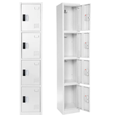 Alpine ADI629-204-WHI-DL 72" H x 12" W 4-Tier Steel Storage Locker with Digital Lock, White