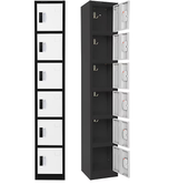 Alpine 72" H x 12" W 6-Tier Steel Storage Locker with Digital Lock, Black and White - ADI629-206-B-W-DL