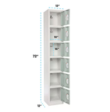 Alpine ADI629-206-MGRN-DL 72" H x 12" W 6-Tier Steel Storage Locker with Digital Lock, Misty Green