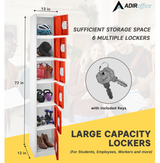 Alpine ADI629-206-RED-DL 72" H x 12" W 6-Tier Steel Storage Locker with Digital Lock, Red