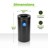 Alpine ALP475-27-BLK-R 27 Gallon Stainless Steel Recycling Can (Black)