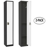 Alpine ADI629-201-B-W-PKG-2 Large Single Door Locker  Black Body With White Doors 2-Pack