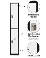 Alpine ADI629-202-B-W-PKG-2 Large 2 Door Locker  Black Body With White Doors 2-Pack