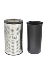 Alpine ALP4788-30-BLK 26 Gallon Stainless Steel Round Perforated Trash Can with Open Top Lid