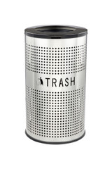 Alpine ALP4788-30-BLK 26 Gallon Stainless Steel Round Perforated Trash Can with Open Top Lid