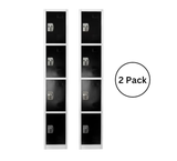 Alpine ADI629-204-BLK-2 72 in. x 12 in. x 12 in. 4-Compartment Steel Tier Key Lock Storage Locker in Black 2 Pack
