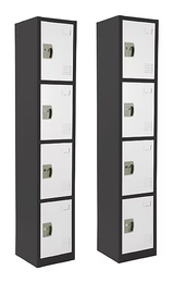 Alpine ADI629-204-B-W-PKG-2 Large 4 Door Locker  Black Body With White Doors 2-Pack