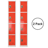 Alpine ADI629-204-RED-2 72 in. H x 12 in. W x 12 in. D 4-Compartment Steel Tier Key Lock Storage Locker in Red 2 Pack