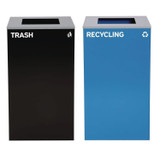 Alpine ALP4450-BLK-KIT7 58-Gallon 2-Stream Black Steel-Blue Recycling Bin Station