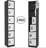 Alpine ADI629-206-B-W-PKG-2 Large 6 Door Locker  Black Body With White Doors 2-Pack