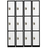 Alpine ADI629-203-B-W-PKG-4 Large 3 Door Locker  Black Body With White Doors 4-Pack