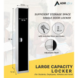 Alpine ADI629-201-BLK-DL-4PK 72" H x 12" W Single Tier Steel Storage Locker with Digital Lock, Black, Pack of 4