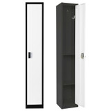 Alpine ADI629-201-B-W-DL-4PK 72" H x 12" W Single Tier Steel Storage Locker with Digital Lock, Black and White, Pack of 4