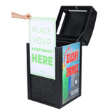 Alpine ALP471-40-GRYS-SGN Rugged 40 Gallon All Weather Trash Container, With Advertisement Panels, Grey Stone