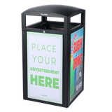 Alpine Rugged 40 Gallon All Weather Trash Container, With Advertisement Panels, Grey Stone - ALP471-40-GRYS-SGN