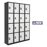 Alpine ADI629-204-B-W-PKG-4 Large 4 Door Locker  Black Body With White Doors 4-Pack