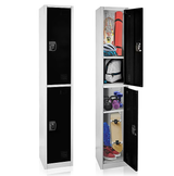 Alpine ADI629-202-BLK-DL-4PK 72" H x 12" W 2-Tier Steel Storage Locker with Digital Lock, Black, Pack of 4