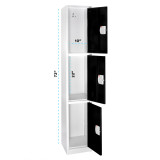 Alpine ADI629-203-BLK-DL-4PK 72" H x 12" W Triple Tier Steel Storage Locker with Digital Lock, Black, Pack of 4