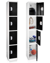 Alpine ADI629-204-BLK-DL-4PK 72" H x 12" W 4-Tier Steel Storage Locker with Digital Lock, Black, Pack of 4