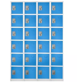Alpine ADI629-206-BLU-DL-4PK 72" H x 12" W 6-Tier Steel Storage Locker with Digital Lock, Blue, Pack of 4