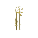 Cheviot Extra Tall Free Standing Tub Filler With Handshower and Stop Valves,Cross Handles, Antique Bronze - 5117/3970XL-AB