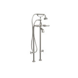 Cheviot Free Standing Tub Filler With Handshower and Stop Valves, Cross Handles, Chrome - 5117/3970-CH