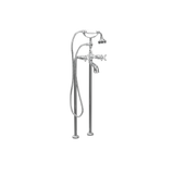 Cheviot Free Standing Tub Filler With Handshower, Cross Handles, Chrome - 5102/3965-CH