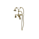 Cheviot Wall Mount Tub Filler W/ Hand Shower, Cross Handles, Satin Brass - 5100-SB
