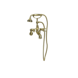 Cheviot Wall Mount Tub Filler W/ Hand Shower, Cross Handles, Satin Brass - 5115-SB