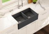 Cheviot Ramsay Double Fireclay Kitchen Sink, 33" x 19", Matte Black - 1902-MB Cheviot Ramsay Double Fireclay Kitchen Sink, 33" x 19", Matte Black - 1902-MB