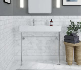 Cheviot Integra Console Sink 35 1/2" x 15", White, Chrome, Single Hole Drilling - 355-WH-1-CH