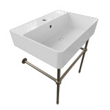 Cheviot Nuo 2 Console Sink, 23 3/8" x 17 3/8", White, Single Hole Drilling, Brushed Nickel Legs - 1296-WH-1/575-BN