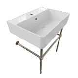 Cheviot Nuo 2 Console Sink, 23 3/8" x 17 3/8", White, Single Hole Drilling, Polished Nickel Legs - 1296-WH-1/575-PN
