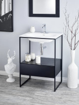 Cheviot Frame Console Sink, White/Black, Single Hole Drilling - 900-WH-1-BK
