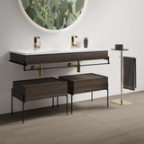 Cheviot Equal Double Console Sink 52 1/8" x 20 1/2", White, Single Hole Drillings, Black Oak - 1306-WH-1-BO