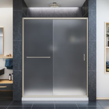 Dreamline DL-6972C-04FR Infinity-Z 34 in. D x 60 in. W x 74 3/4 in. H Frosted Sliding Shower Door in Brushed Nickel and Center Drain White Base