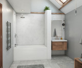 Swanstone 34" x 50" x 72 Modern Subway Tile Glue up Bathtub and Shower Wall Kit in Carrara - MSMK723450.221