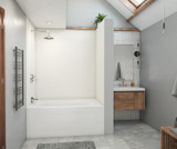 Swanstone 42" x 62" x 72 Modern Subway Tile Glue up Bathtub and Shower Wall Kit in White - MSMK724262.010