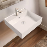 Whitehaus 20" Rectangular Wall Mount Basin with Single Faucet Drilling and Overflow - White