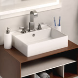 Whitehaus 20" Rectangular Wall Mount Basin with Widespread Faucet Drilling and Overflow - White