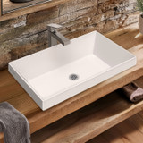 Whitehaus 24" Rectangular Semi-Recessed Basin with Center Drain Location - White