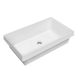 Whitehaus 24" Rectangular Semi-Recessed Basin with Center Drain Location - White