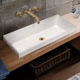 Whitehaus 32" Rectangular Semi-Recessed Basin with Center Drain Location - White