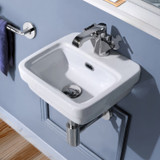 Whitehaus 13" Rectangular Wall Mount Basin with Overflow Control Ledge, Single Faucet Drilling and Overflow - White