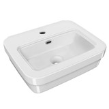 Whitehaus 21" Rectangular Wall Mount Basin with Overflow Control Ledge, Single Faucet Drilling and Overflow - White